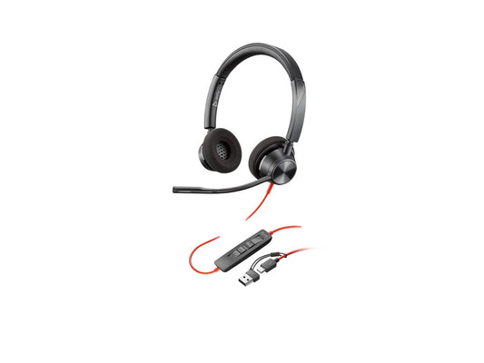 Poly Blackwire 3320 Stereo USB-C Headset +USB-C/A Adapter