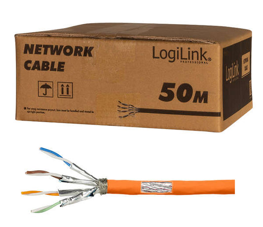 Cat.7 1000MHz Installation Cable 23 AWG S/FTP 50m, orange