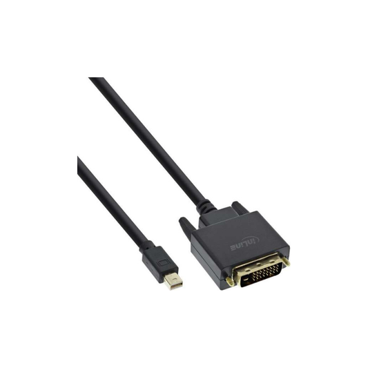 Mini DisplayPort male to DVI-D 24+1 male cable, black/gold, 0,5m