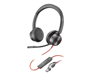 Poly Blackwire 8225 Stereo USB-C Headset +USB-C/A Adapter